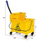 Commercial Mop Bucket Side Press Wringer On Wheels 21 Quart With Panel Yellow