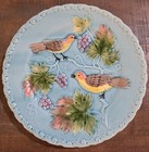Antique Zell Majolica Turquoise Plate Germany Birds  Berries 6 5in Set Of 2 Read