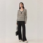 Wool Striped Knitted Sweater Women s Loose Striped Knitted Top Jumper Crew Neck