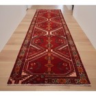 3x13 Handmade Turkish Vintage Geometric Red Wool Runner Rug   1970   Shr326