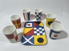 Thomas Paul Nautical Flag Tray   Cup Set Melamine Serving 7 Piece