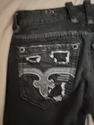  220 Mens Rock Revival Jean  alard  Zipper Leather Inserts Slim Straight 34 X 31