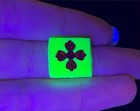 Antique Uranium Glass Cabochon White Square Red Foiled Cross 1800s Victorian 