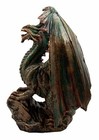 Bronzite Dragon Standing On Rock Statue Collectible Figurine 9 Inch