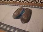 Vintage Moccasins Indian Kids Shoes Blue Leather Like Material Beaded Small