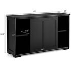 Kitchen Storage Cabinet Sideboard Buffet Cupboard Wood Sliding Door Pantry Black