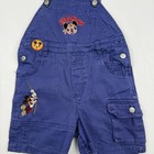 Vintage Disney Pirate Mickey Mouse Overalls Toddler 3t Blue Embroidered Shorts