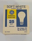 Vintage Old Ge Soft White 25 Watt Light Bulbs 2 Pack Usa New Old Stock