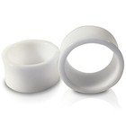 Pair 7 8   22mm  White Acrylic Tunnels Double Flare Gauges Solid Saddle Thin    