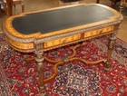Maitland Smith Inlaid French Louis Xv Style Leather Top Library Table Desk