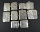 Collection Of 10 Antique English Sterling Silver Vesta Cases 242 Grams