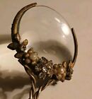 Vintage Ornate Gold Tone Faux Pearls   Rhinestone Jewelry Loupe Magnifying Glass