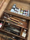 Vintage Grumbacher Artist Box Paint Box Tools Paint   Brushes Permanent Pigments