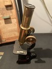 Antique Made In Germany Claw Foot Brass Microscope   Dovetail Wood Box Vintage