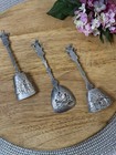 Vintage Dutch Wind Mill Top Silver Plated Lot Of 3 Caddy Spoon Sugar Scoop Rare 