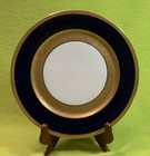 Antique French Wm Guerin   Co Limoges 4 Dinner Plates Cobalt   Gold Encrusted Vg