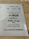1953 Schoeneck Pa Chicks Eastern League Scorecard Phillies Valley Forge Beer