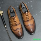 Men s Brogue Wing Tip Business Lace Up Leather Dress Formal Shoes Evening Office
