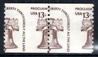 Us Stamp Scott  1618  13c  Liberty Bell  Misperf Error Efo  Coil Pair Mnh