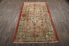 4x7 Vintage Turkish Rug  Handmade Beige Wool Rug  Isparta Oriental Rug