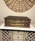 Antique Clark s Ont Spool Cotton Wood 2 Drawer Sewing Thread Cabinet