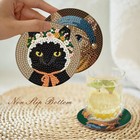 8 Pcs Funny Cat Diamond Painting Coasters Kits Set cat Diamond Art Coasters With