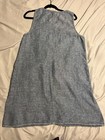 Max Edition Women   s Blue Chambray Linen Sleeveless A-line Scoop Neck Dress M