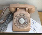 Vintage 1960   s Itt Tan Rotary Telephone Beige With Booklet