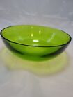 Vintage 9 Inch Lalique Green Glass Uni Pattern Bowl - Crystal Cristal