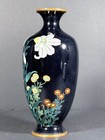 Japanese Meiji Period Cloisonn   Vase 7    Black Ground Floral Design