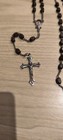 Vintage Catholic Religious Rosary Italy Metal Crucifixe Smooth Wooden Beads 