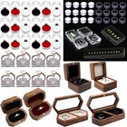 Round Jewelry Show Box Walnut Wood Ring Display Box Jewelry Gems Storage Boxes