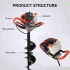 52cc Gas Powered Earth Auger Post Hole Digger Borer Fence Ground Drill W 3 Bits