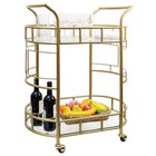 Fitzgerald Bar Cart With Matte Gold Metal Finish  2-tiers