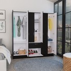 6 Doors Wood Wardrobe Armoire Closet Storage Clothes Cabinet Drawer Organizer