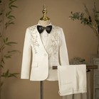 Boys White Sequin Tuxedo Suit   Kids Wedding Flower Boy Party Stage Show Outfit