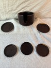 Vintage Wooden Coaster Set Mcm Barware Mid-century Modern Teak Style