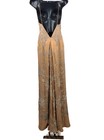 Eavis   Brown Vintage Couture Gown Hand Beaded Lg