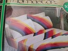 Vtg Thomaston Double 4pc Sheet Set   Pillowcases  Aspen Sun Rainbow Stain