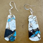 Santo Domingo Pueblo Turquoise Slab Dangle Earrings Native American Jewelry