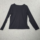 Time And Tru Womens Long-sleeve Black T-shirt Size Large Cotton Blend Crew Neck
