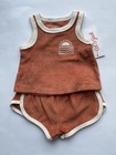 Cat   Jack Baby Boy   s Nb Newborn Outfit Set Orange Rust Tank Shorts 2 Piece New
