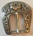Used Old 3 Piece Western Silver Tone Ranger Belt Buckle Set For 3 4  Belt  