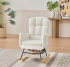 Nursery Rocking Chair upholstered Glider Rocker With High Backrest For 22a