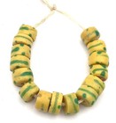 15 Venetian Antique Yellow And Green Wound African Glass Trade Beads- 1723