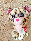 Ty Beanie Boos 6   Livvie Pink And Yellow Leopard Stuffed Animal Plush Kids Gift