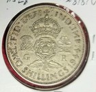 Vintage 1944 Great Britain 2 Shillings  500 Silver Coin