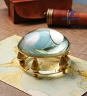 Antique Vintage Brass 4  Magnifying Glass Paper Weight Magnifier Tabletop Gift