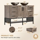 48  Large Bathroom Vanity With Double Sink Cabinet Glass Basin No Mirror Faucet