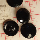 10 Vintage Jet Black Glass Shank Buttons  Dome Top With Facets 1-1 8 